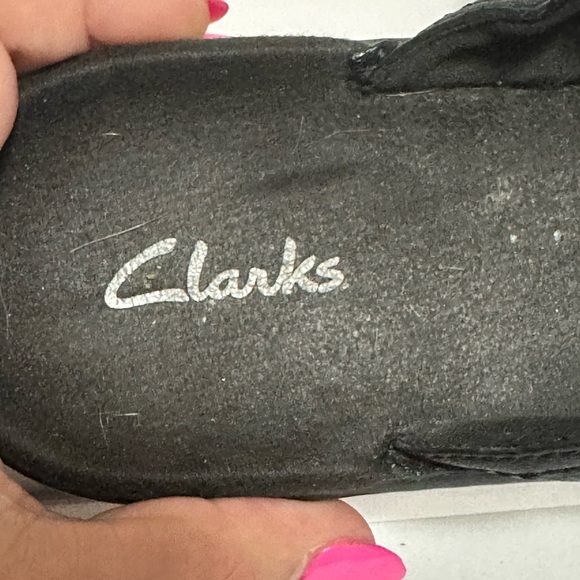 Clarks Women’s Black Nubuck Leather Slides Mules Size 7 - Picture 9 of 11